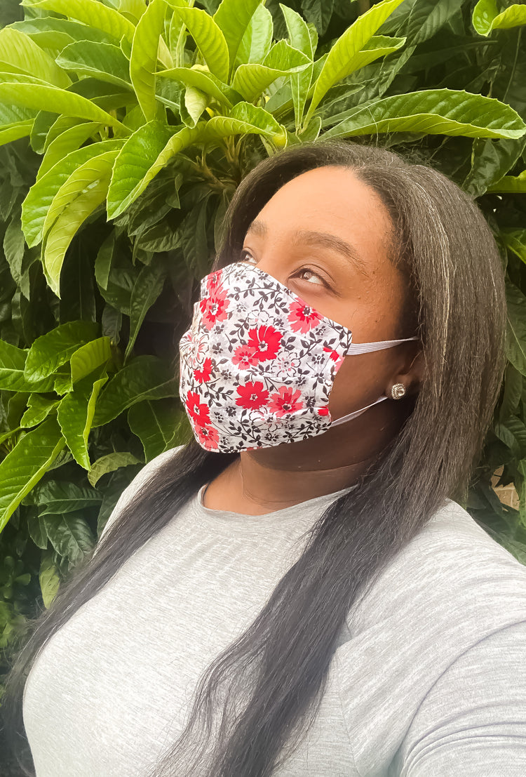 Face Mask with Neck Strap - 100% Cotton Triple-Layer Reusable/Washable Face Mask with Elastic and Strap