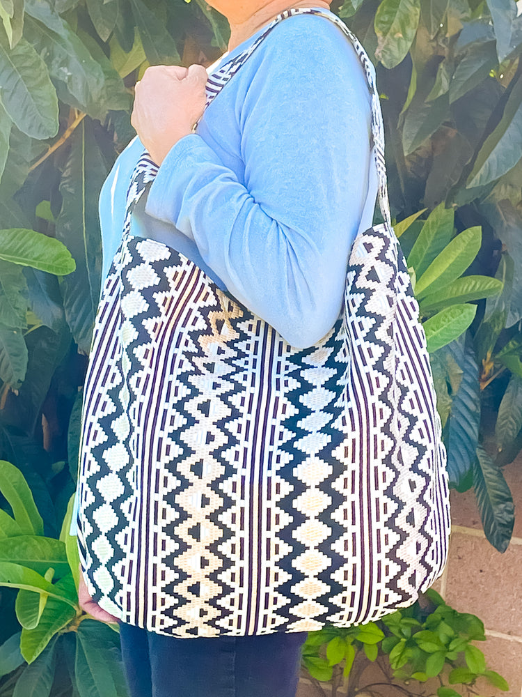 Metallic Gold Aztec Print Tote Bag