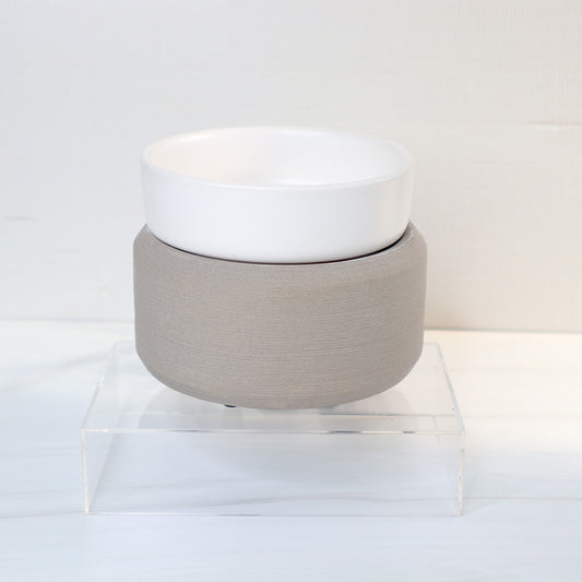 2-in-1 Fragrance Wax Ceramic Warmer - Grey/White