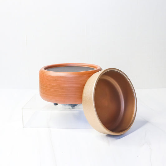 2-in-1 Fragrance Wax Ceramic Warmer - Bronze/Wood