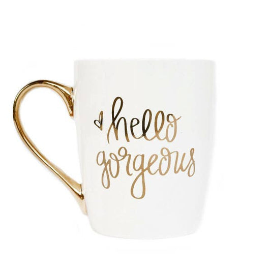 Hello Gorgeous Metallic Gold Coffee Mug