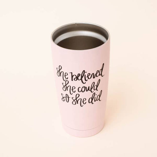 She Believed She Could Inspirational Stainless Steel Travel Mug